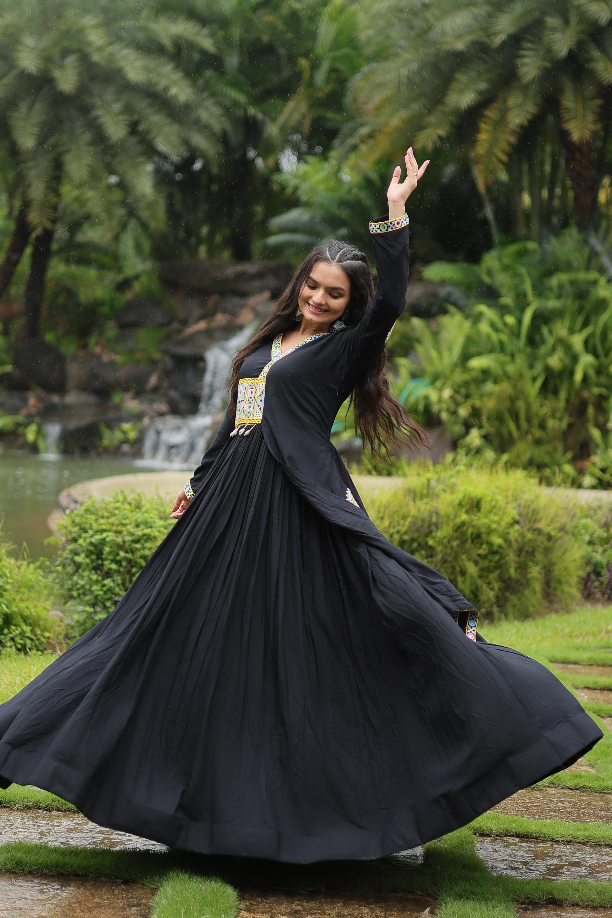 Black rayon navratri gown price
