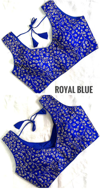 Fentam Silk Royal Blue Blouse For Lehenga Choli