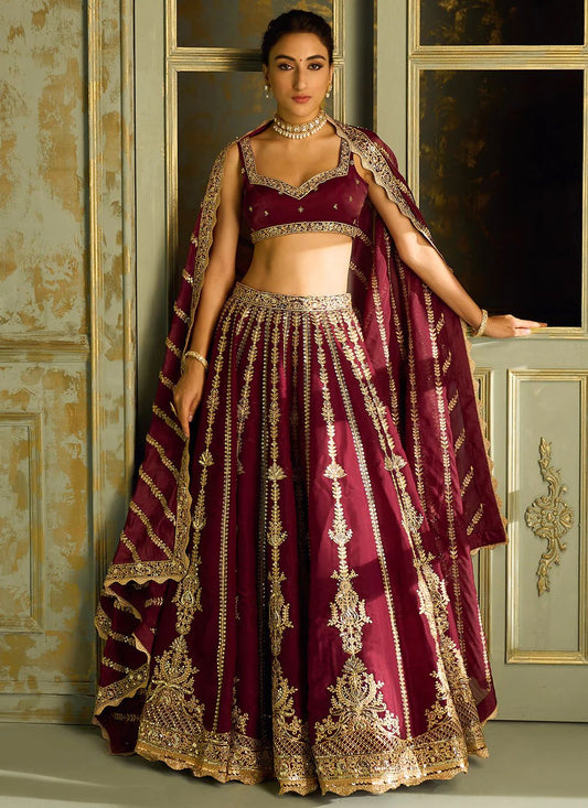Maroon color lehenga choli