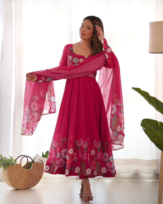 Pink color organza silk salwar suit for wedding