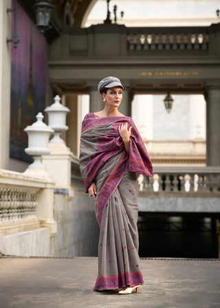 indian linen cotton minakari work saree collection 