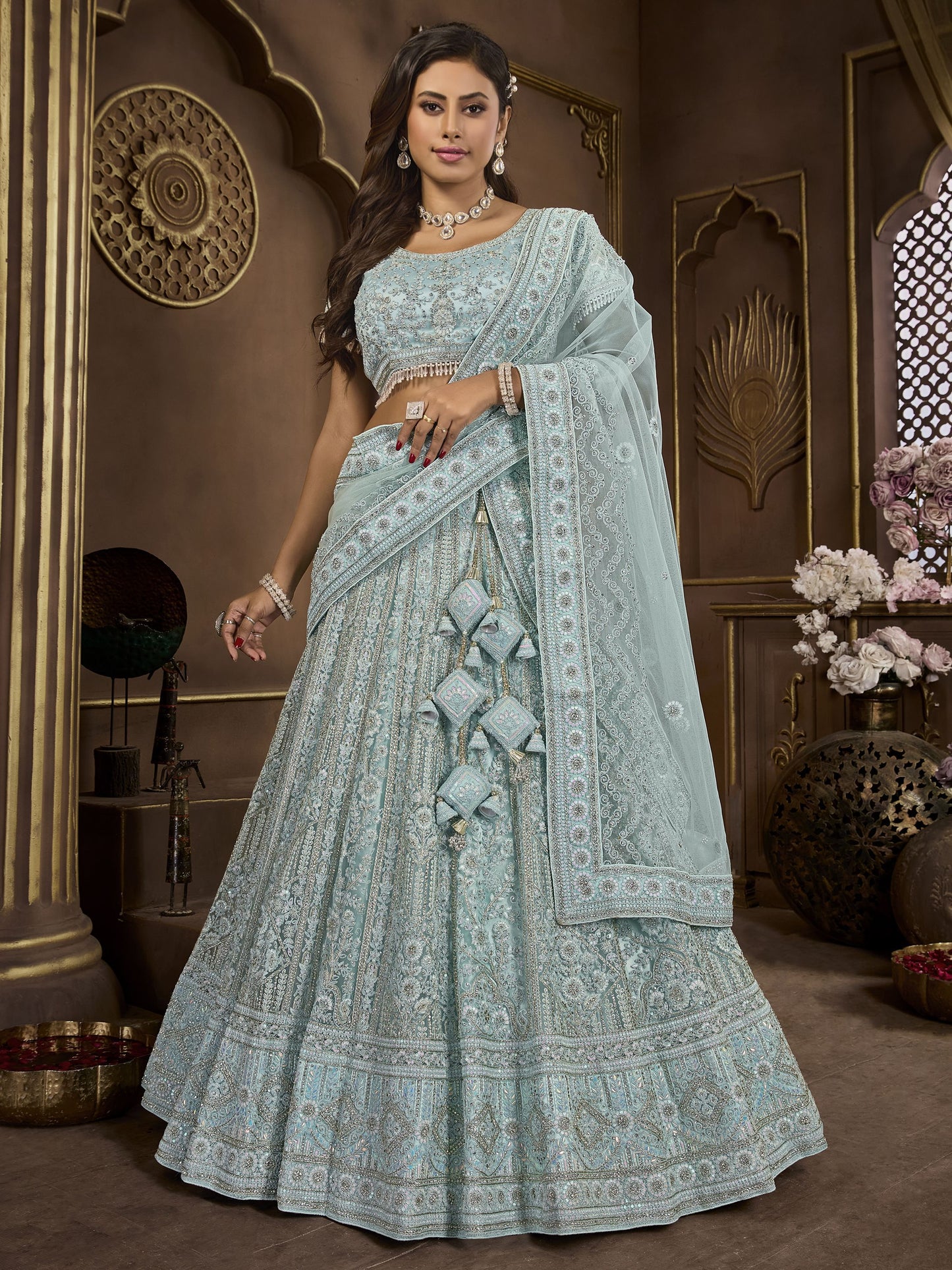 Sky Blue Lehenga for Engagement
