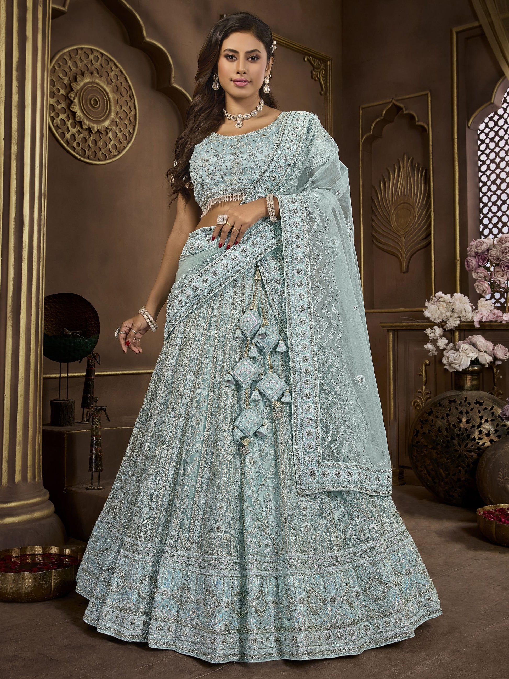 Sky Blue Lehenga for Engagement
