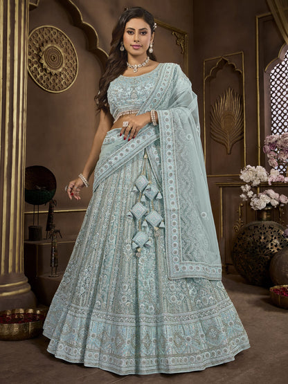 Sky Blue Lehenga for Engagement
