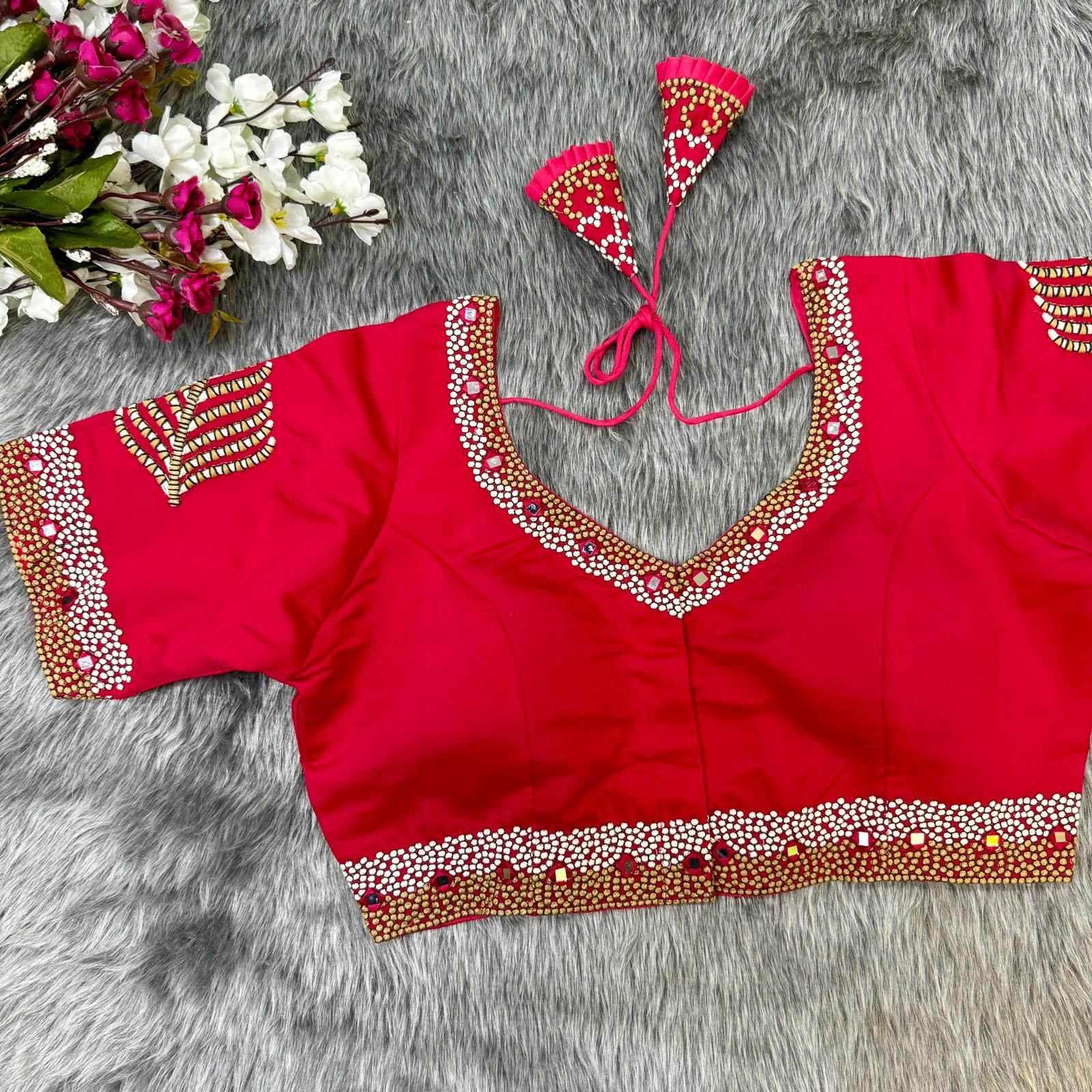 Heavy Pure Soft Silk Red Blouse For Saree