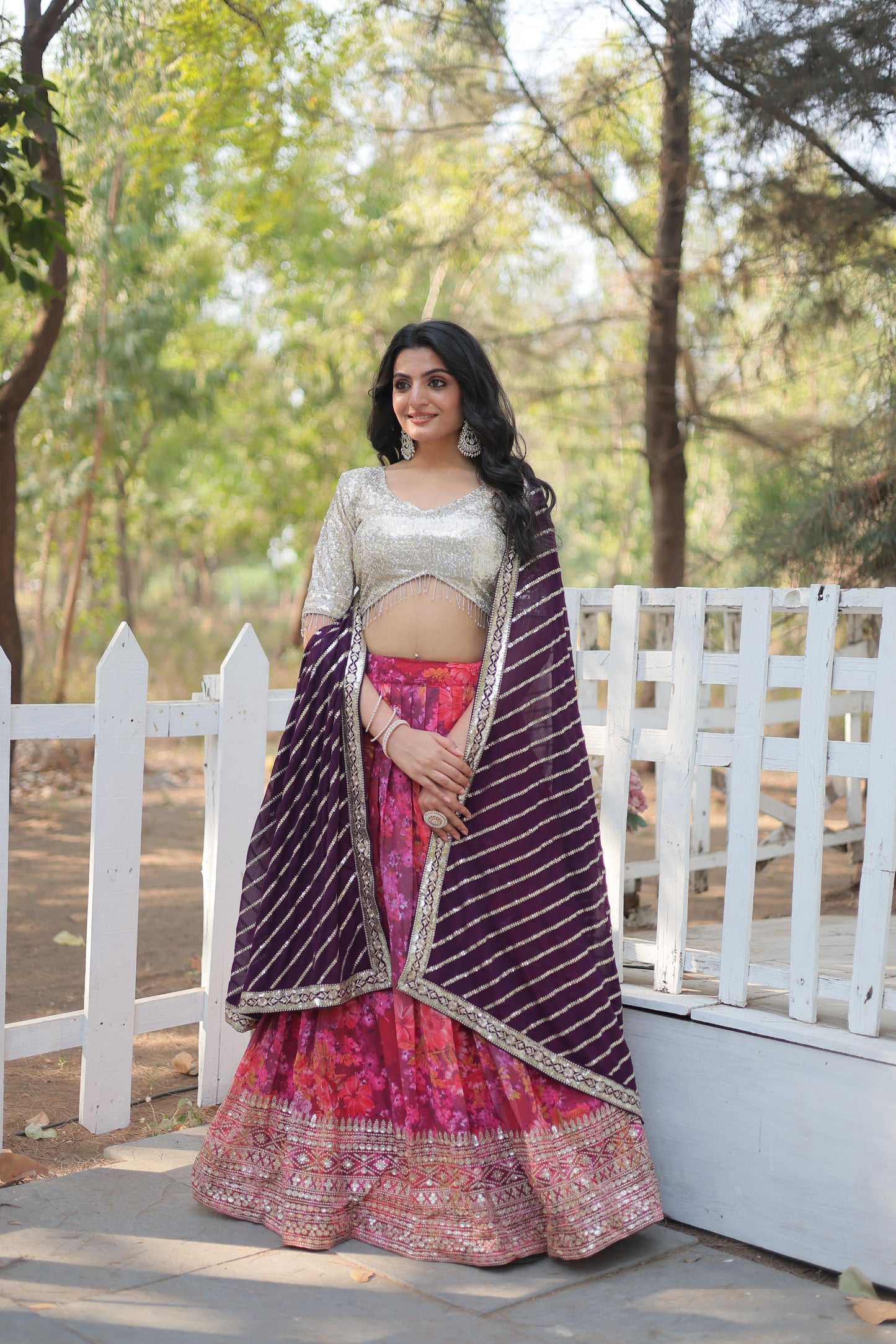 Multi color georgette lehenga choli online