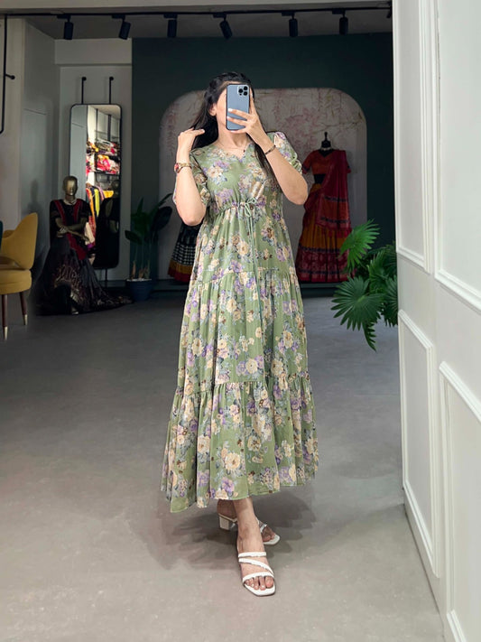 Pista color foral printed frock