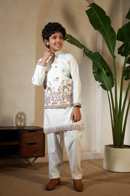 Kids Boys White Embroidered Kurta Pajama for Eid