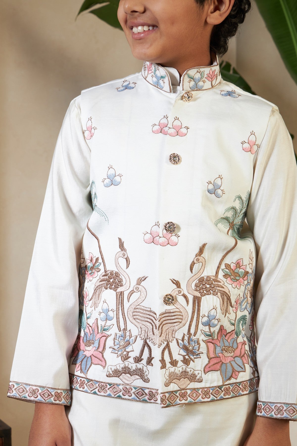 Kids Boys White Embroidered Kurta Pajama for Eid