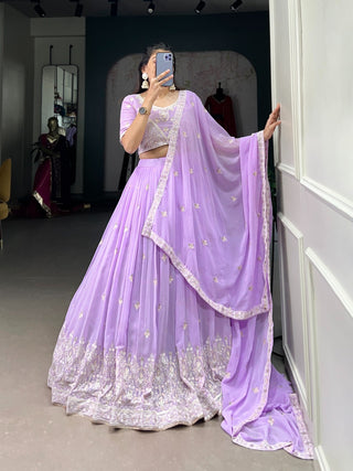 Lavender georgette lehenga choli for women with price
