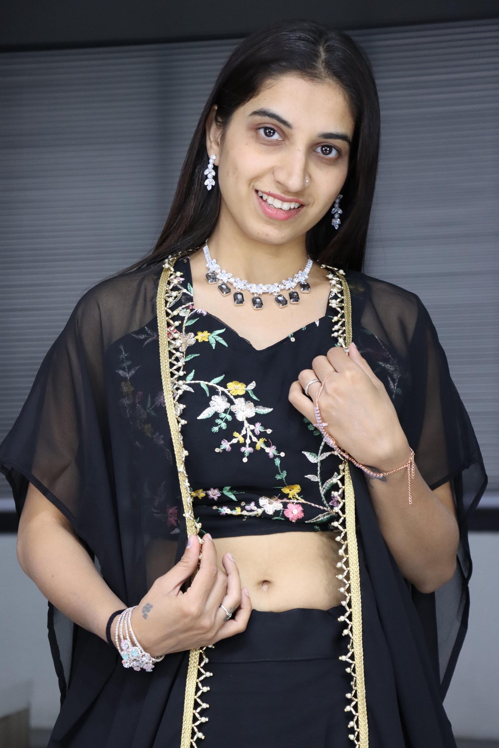 Black georgette lehenga choli online shopping
