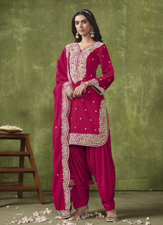 Rani pink chanderi salwar suit for women price