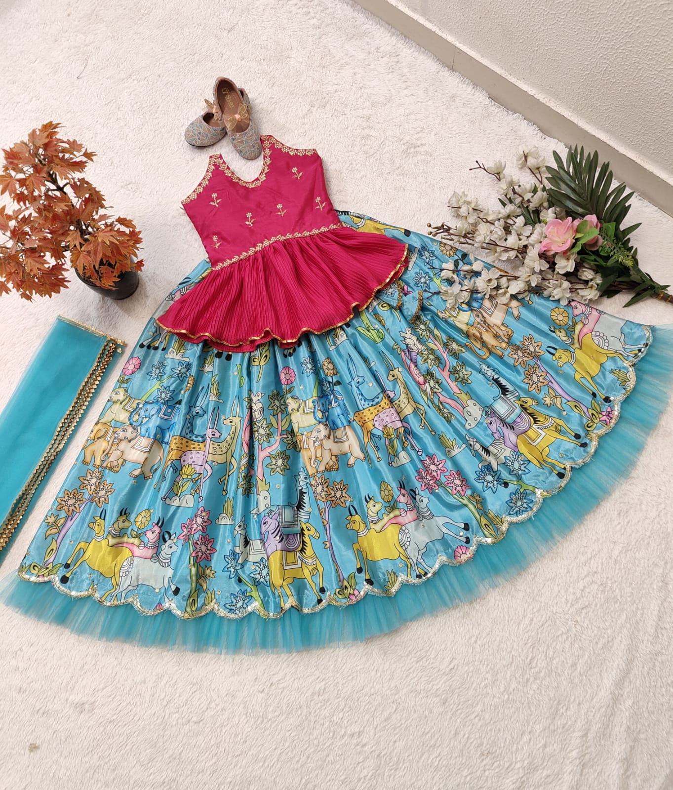 Sky color georgette lehenga choli price 