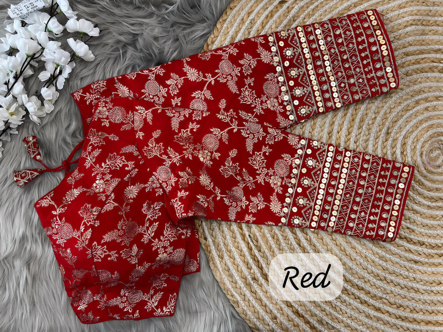 Dola silk Red blouse design For Choli