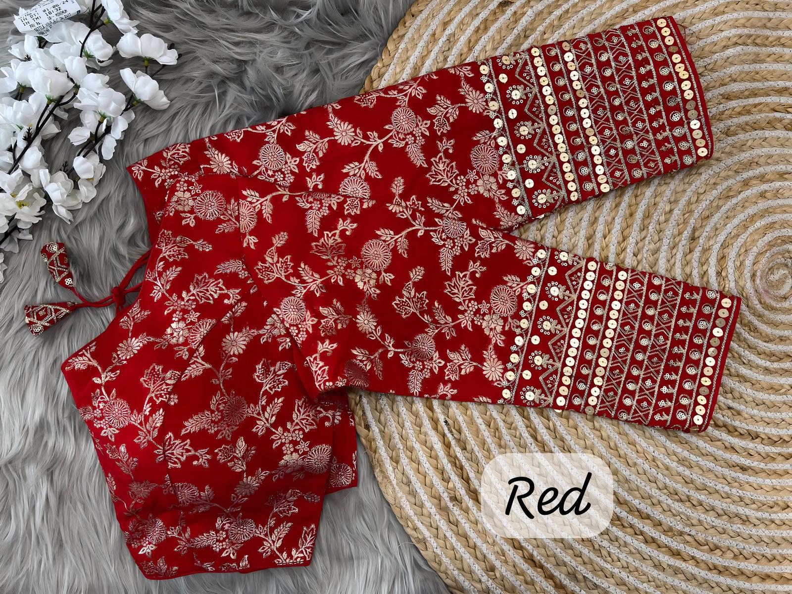 Dola silk Red blouse design For Choli
