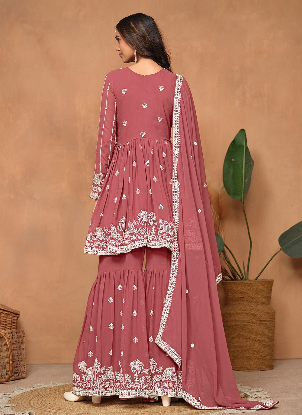Peach georgette sharara suit images
