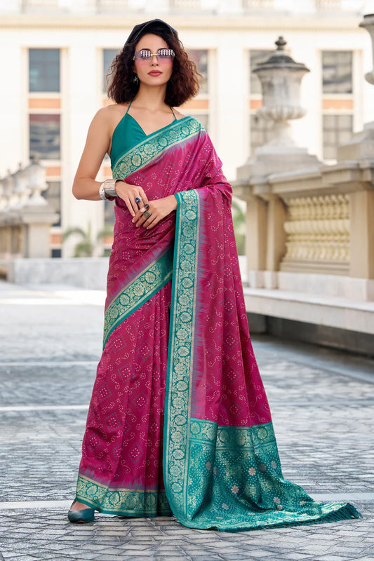Pink color soft silk weaving saree for women