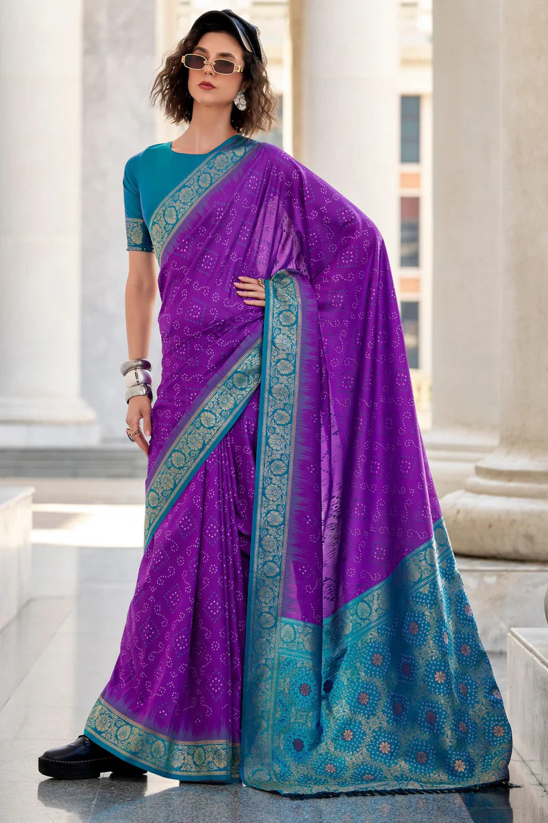 Purple color Soft silk saree for women