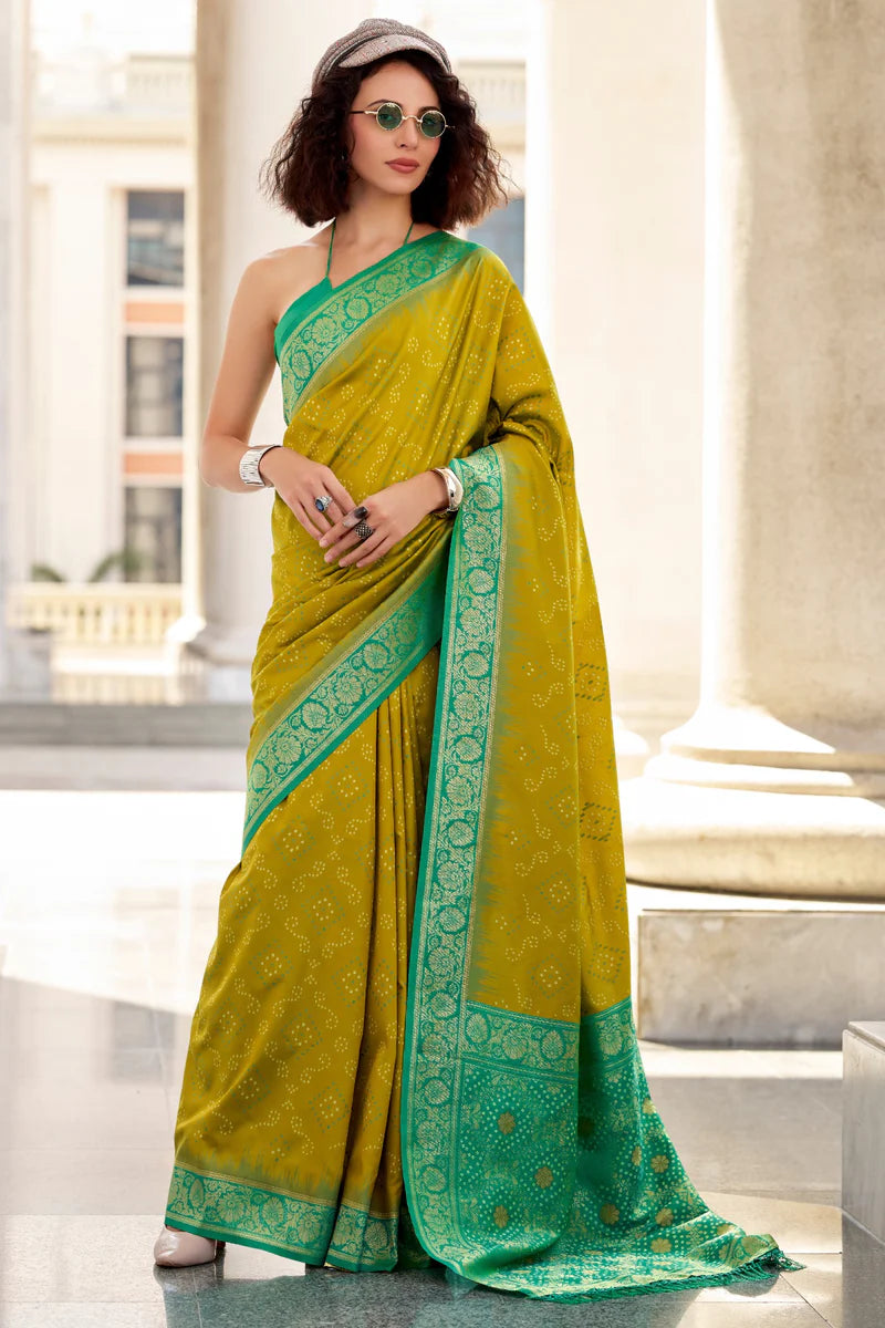 Mustard color soft silk saree for women