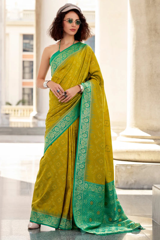 Mustard color soft silk saree for women