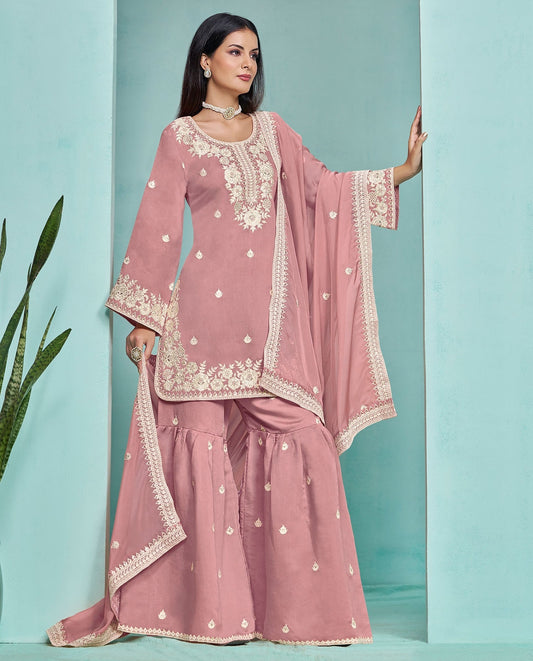 Peach color salwar suit for women with dupatta
