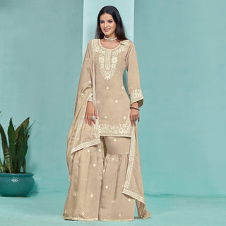 Beige color salwar suit for women party wear
