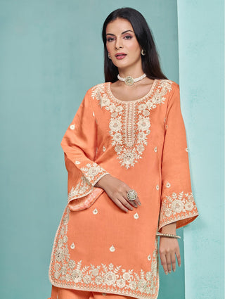 Orange color  salwar kameez with dupatta online shopping