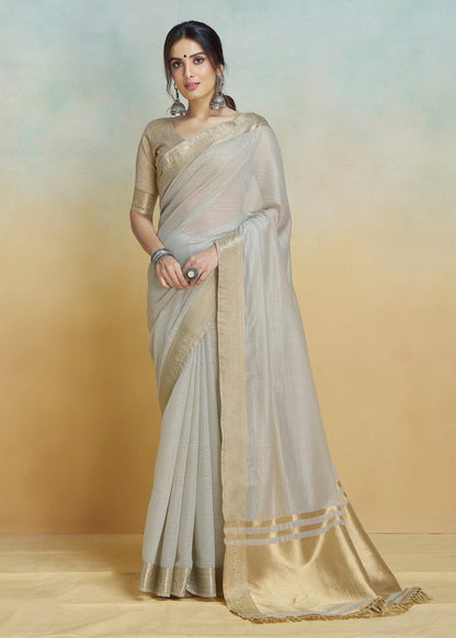Grey color khadi silk saree for women