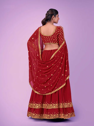 Red georgette lehenga choli with dupatta price