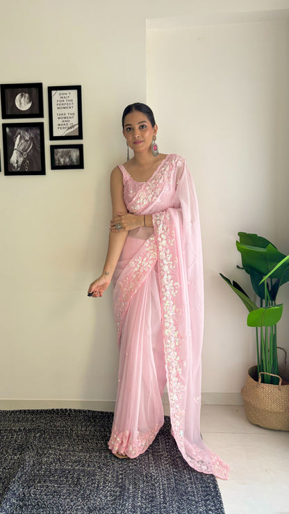 Pink Georgette Saree for women

