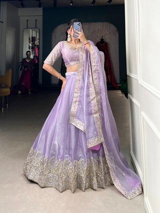 Lavender color silk lehenga choli for women with price
