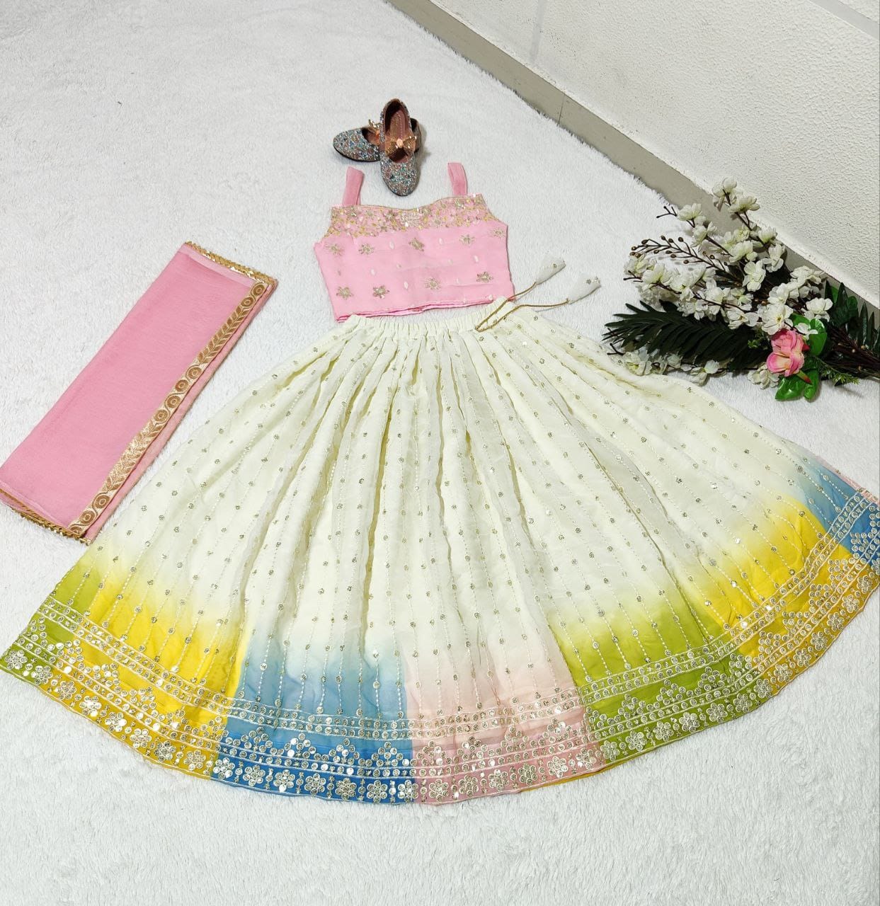 White georgette lehenga choli for small girls images

