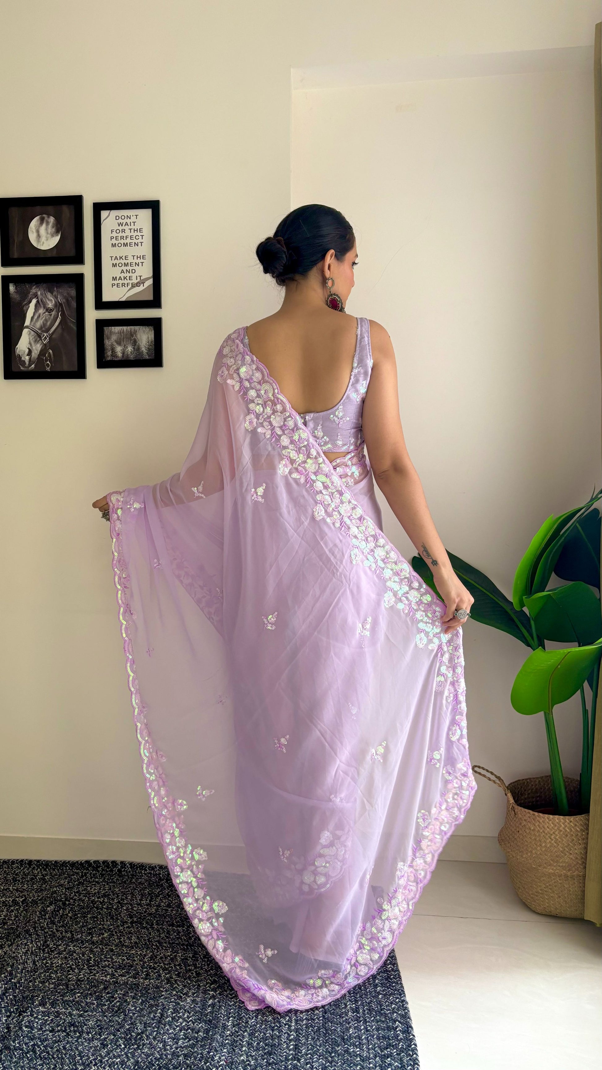 Purple georgette Saree Blouse
