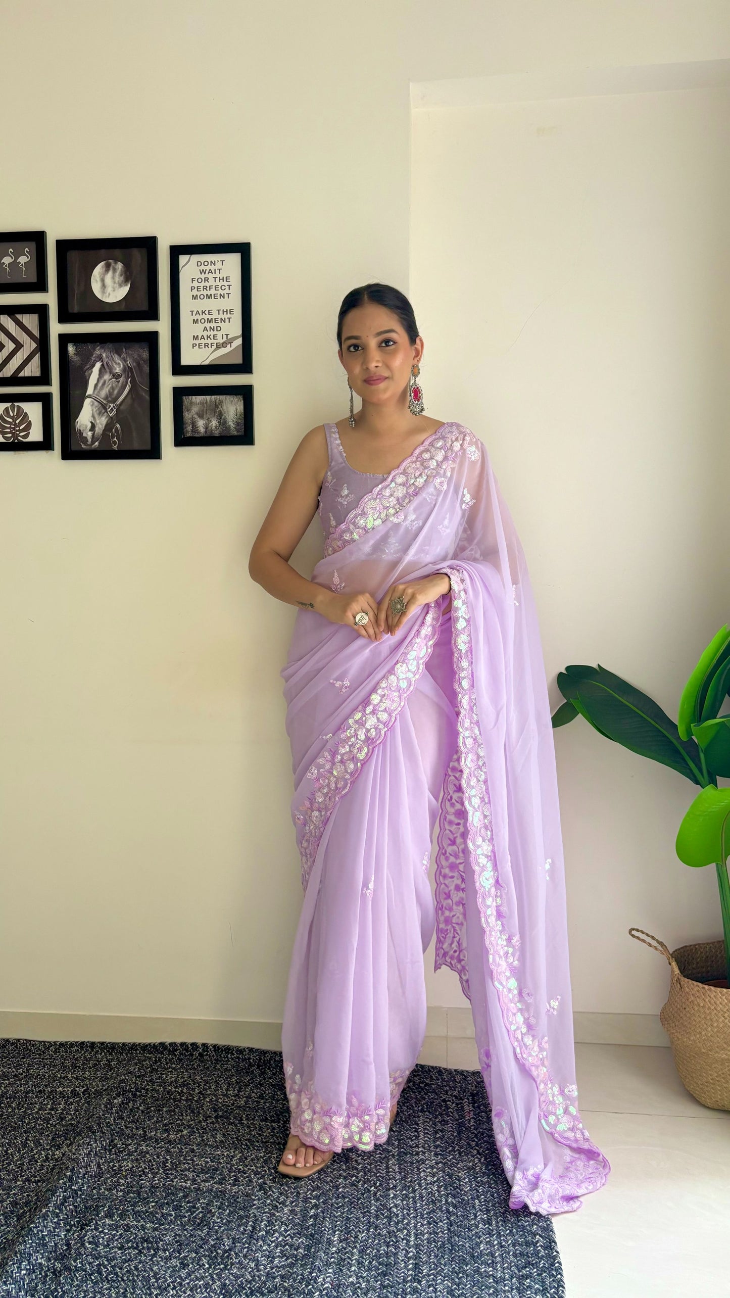 Purple colour Saree for wedding
