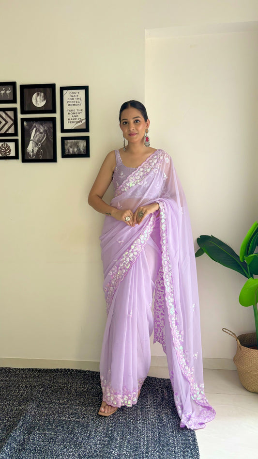 Purple colour Saree for wedding
