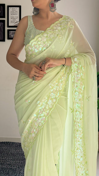 Pista color saree online shopping
