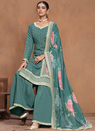 Women roman silk party wear sharara suit price