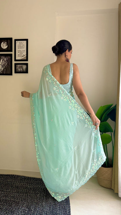 Sky blue saree for wedding
