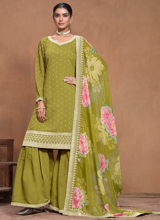 Green Sharara for Mehndi online
