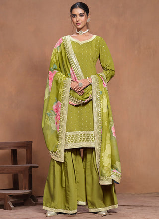 Green Sharara for Mehendi function party wear
