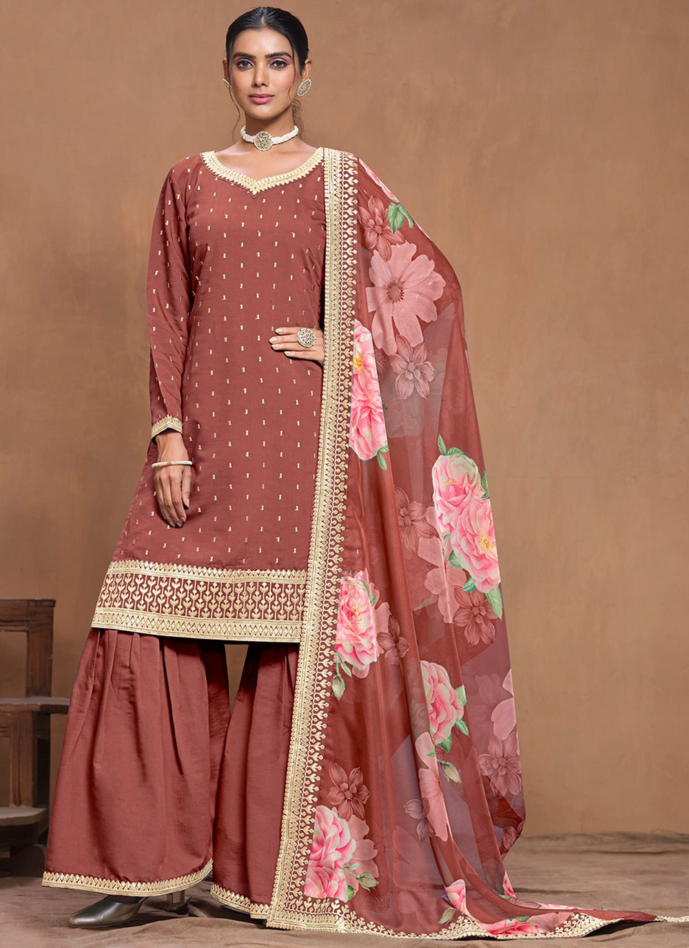 Rust Colour Punjabi Suits
