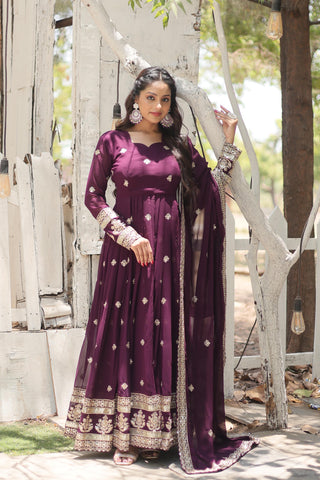 Attractive gown with dupatta