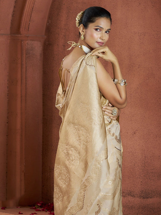 Beige Saree for Wedding
