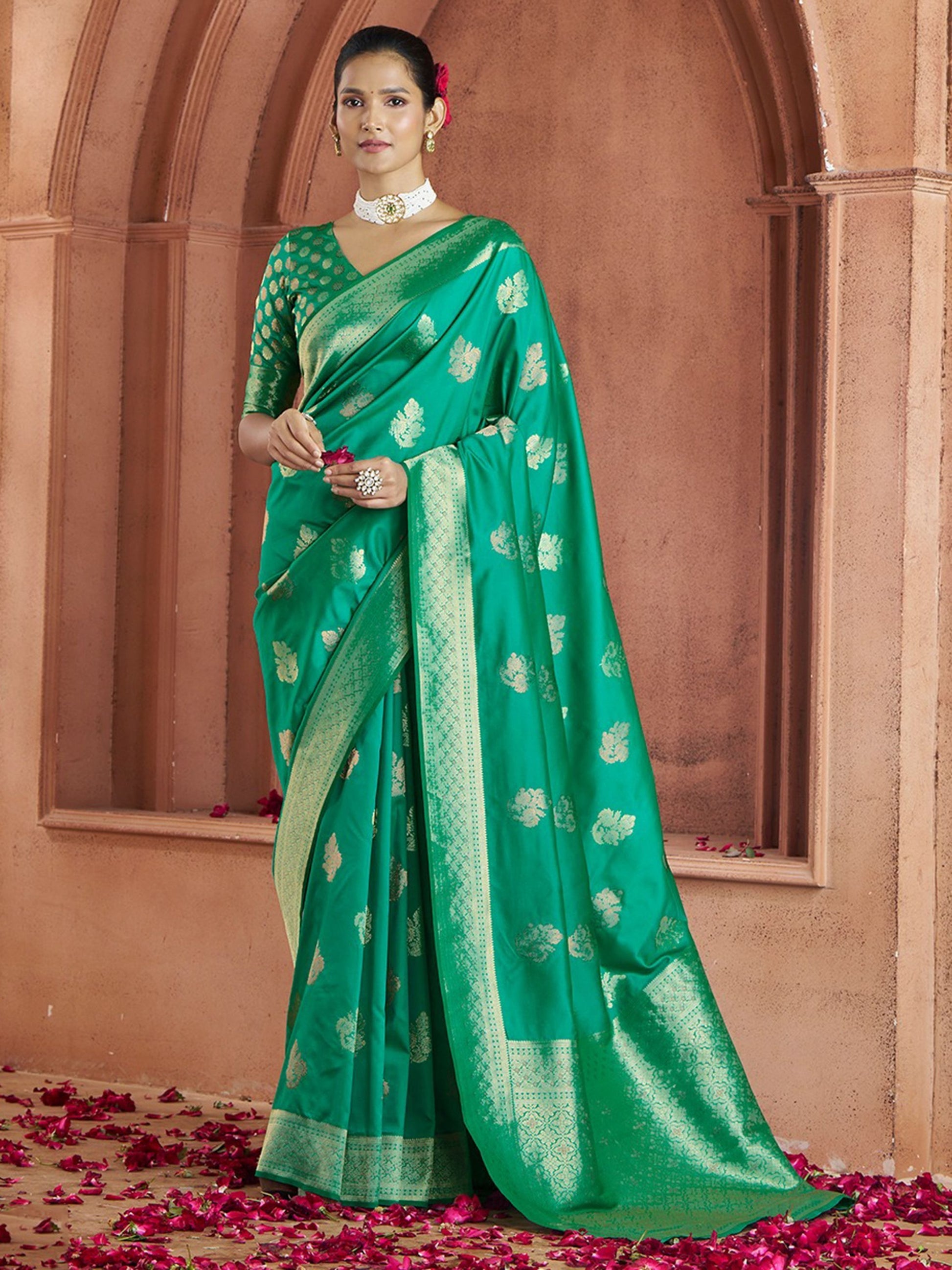 Green Banarasi Saree for wedding
