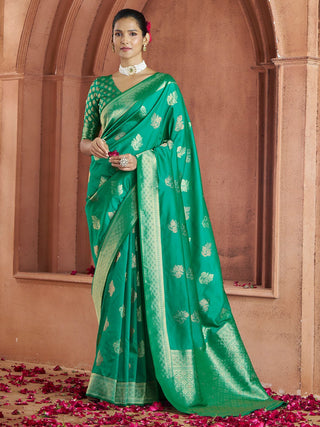 Green Banarasi Saree for wedding
