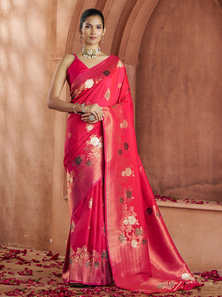 Red Banarasi Silk Saree for wedding
