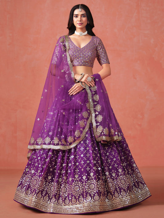 Purple color georgette lehenga choli for women online
