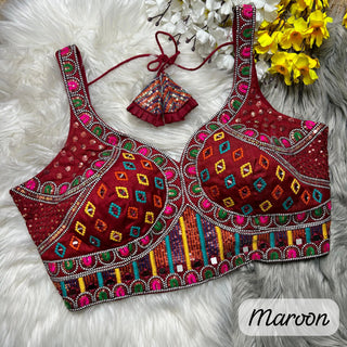 Mirror Work Maroon Blouse