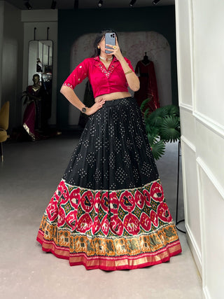 Black tussar silk lehenga choli for women with price
