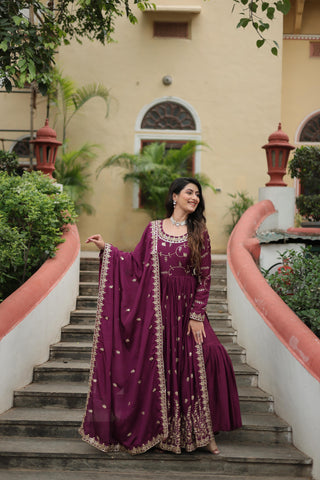 Wine color chinon sharara suit online